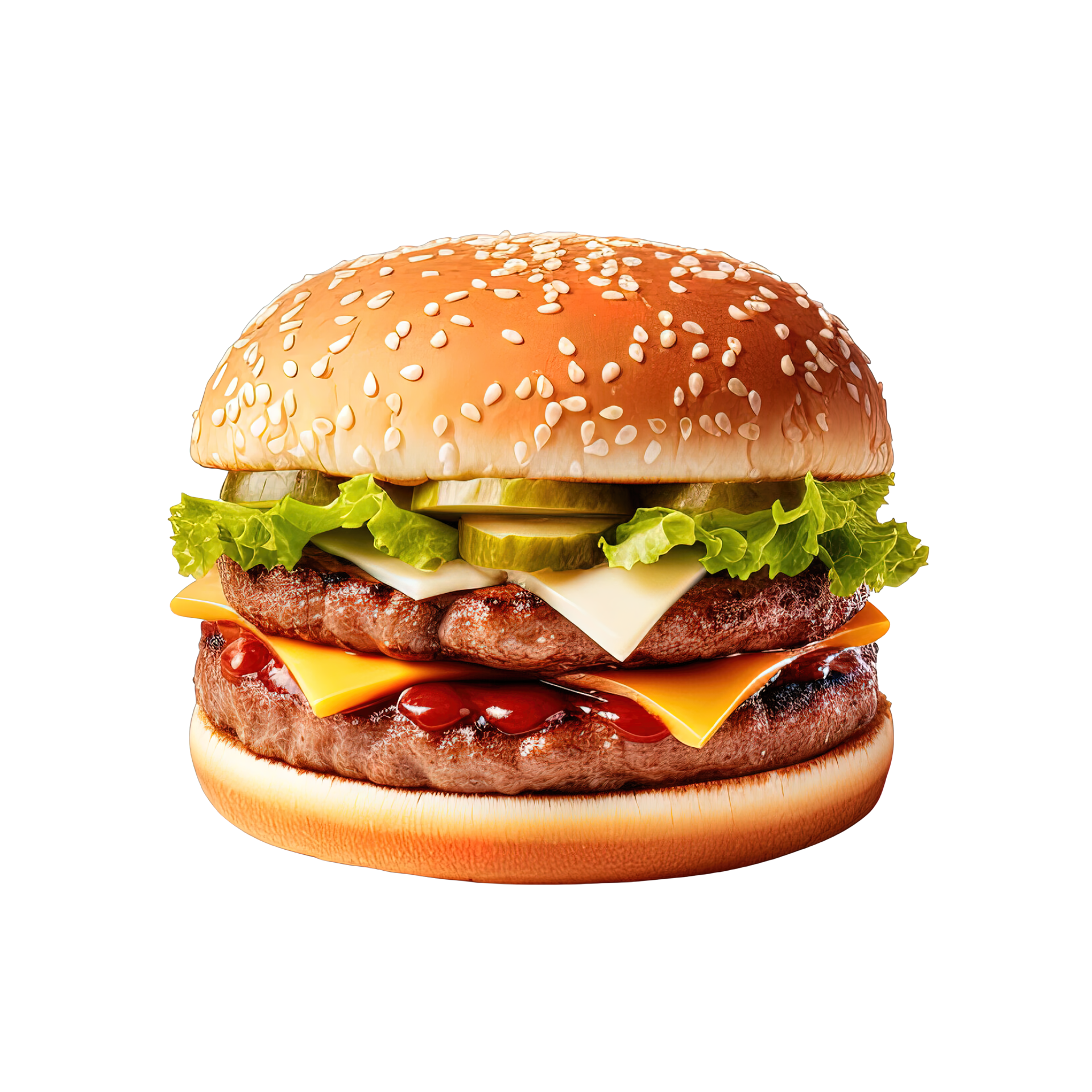 Juicy Double Cheeseburger With Pickles Ultra HD PNG Clipart