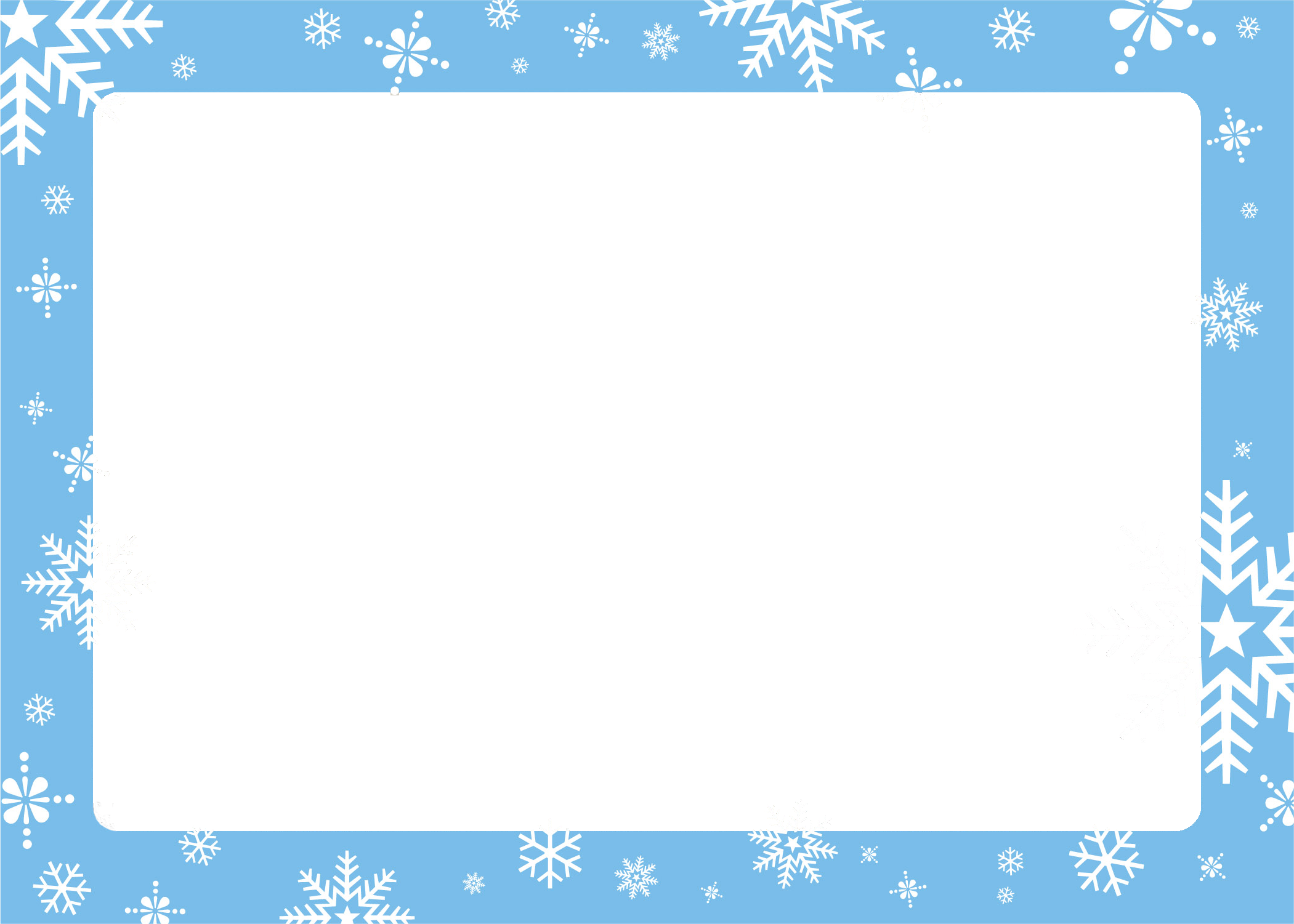 Light Blue Snowflake Border Frame Landscape PNG Free Download