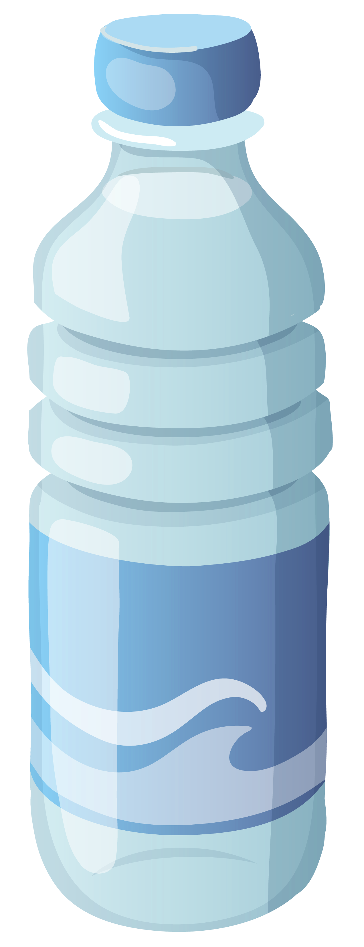 Light Blue Water Bottle With Wave Label Cartoon Ultra HD PNG Overlay