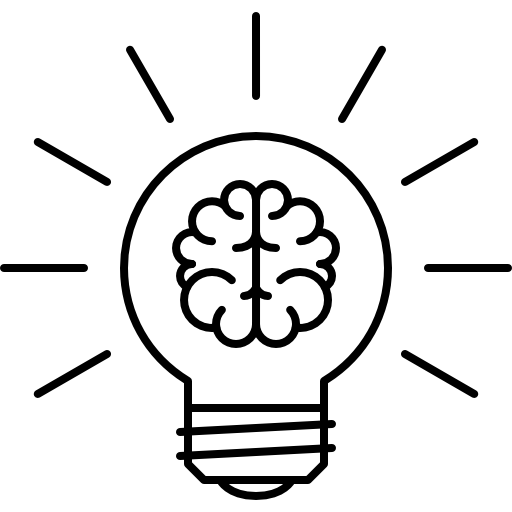 Light Bulb With Brain Inside Line Icon PNG