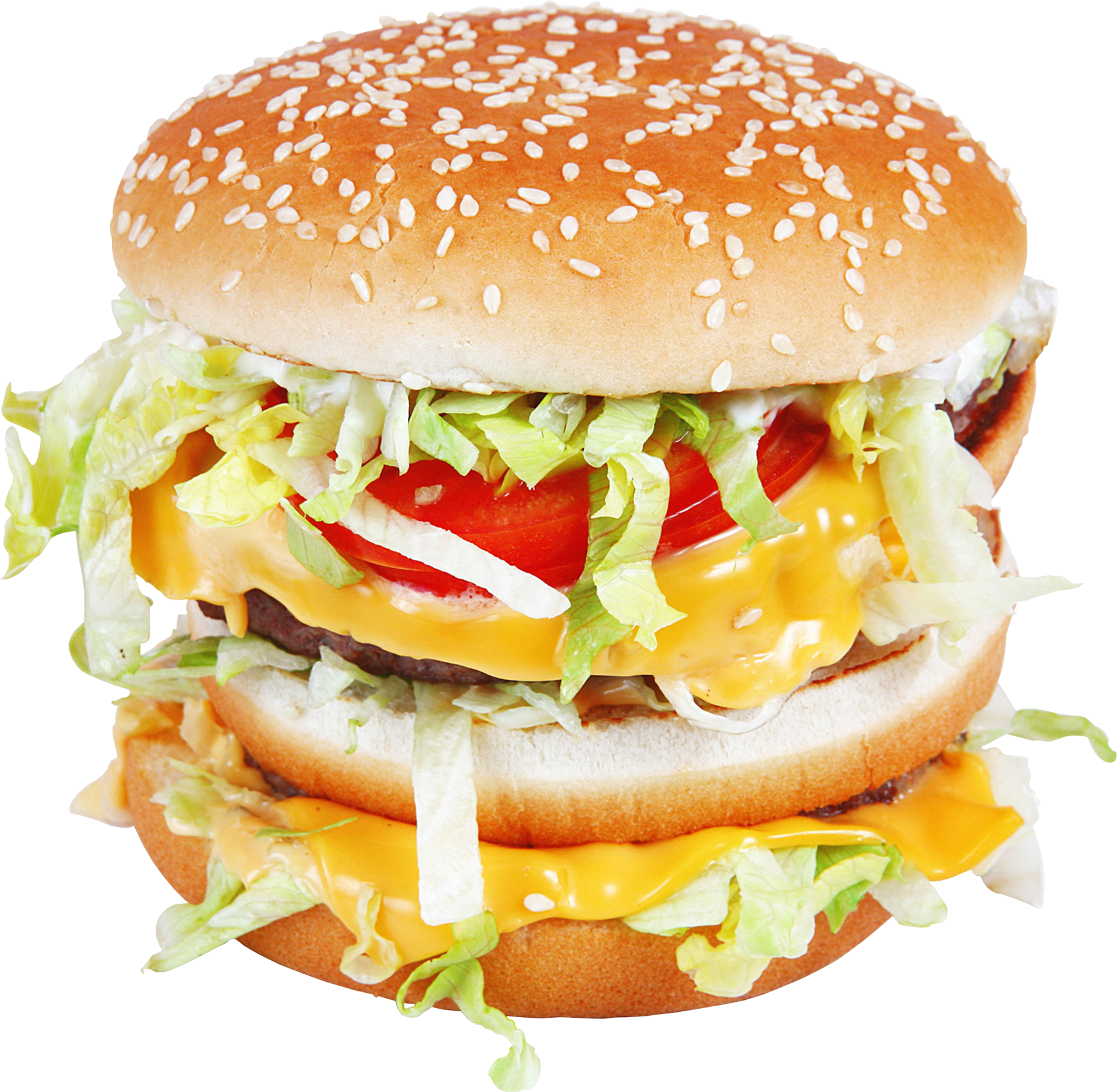 Loaded Double Burger With Tomato And Cheese Ultra HD PNG Image With Transparency