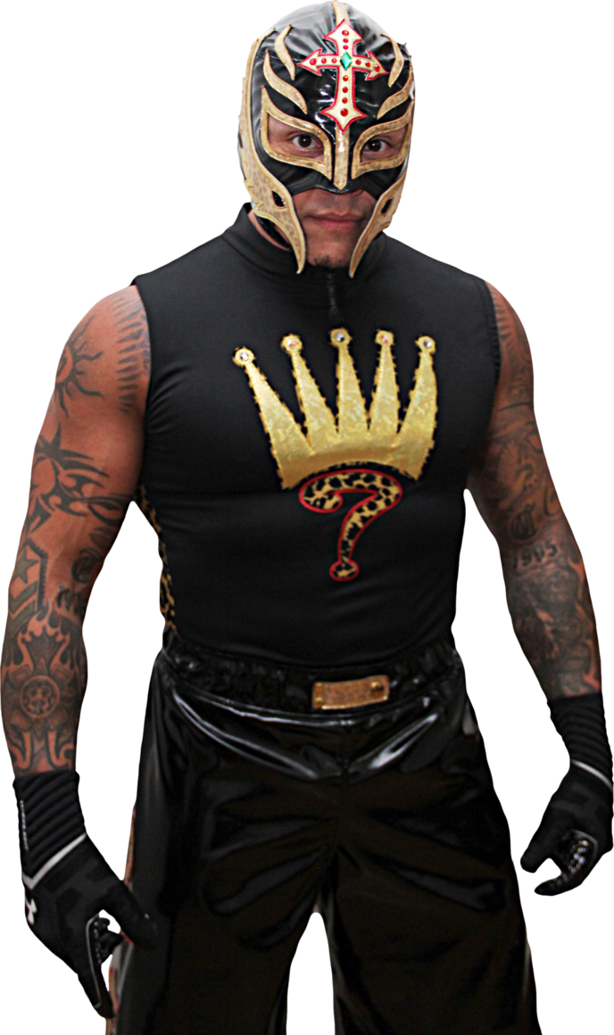 Masked Luchador WWE Wrestler In Black Crown Shirt PNG