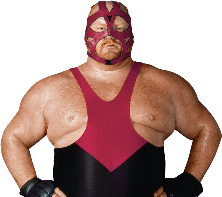 Masked WWE Wrestler In Red Singlet Heavyweight PNG Photo