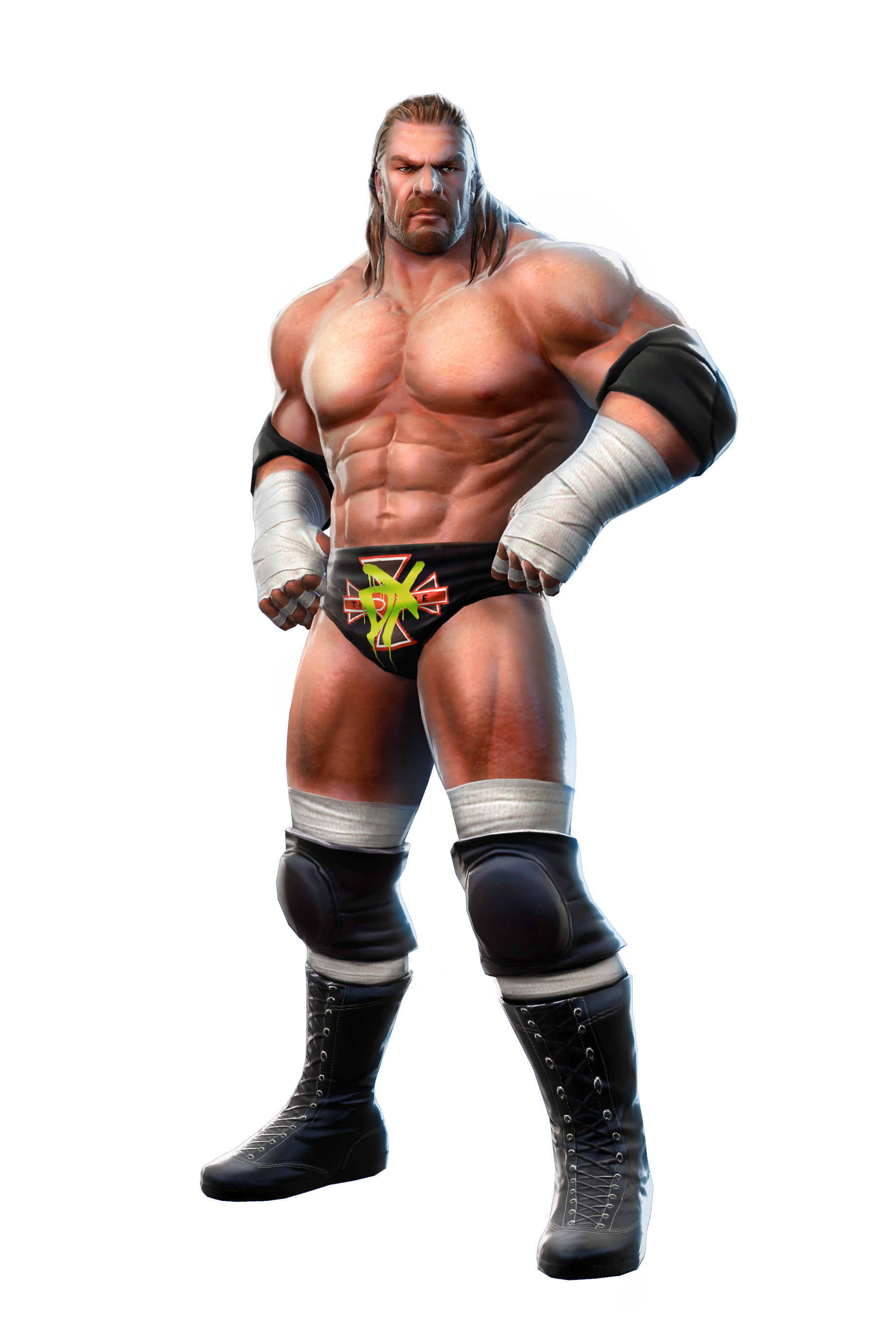 Muscular WWE Wrestler Game Render Black Trunks Ultra HD PNG Graphic