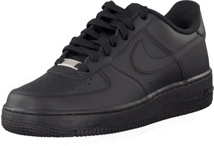Nike Air Force 1 Black Leather Low Close Up PNG Picture