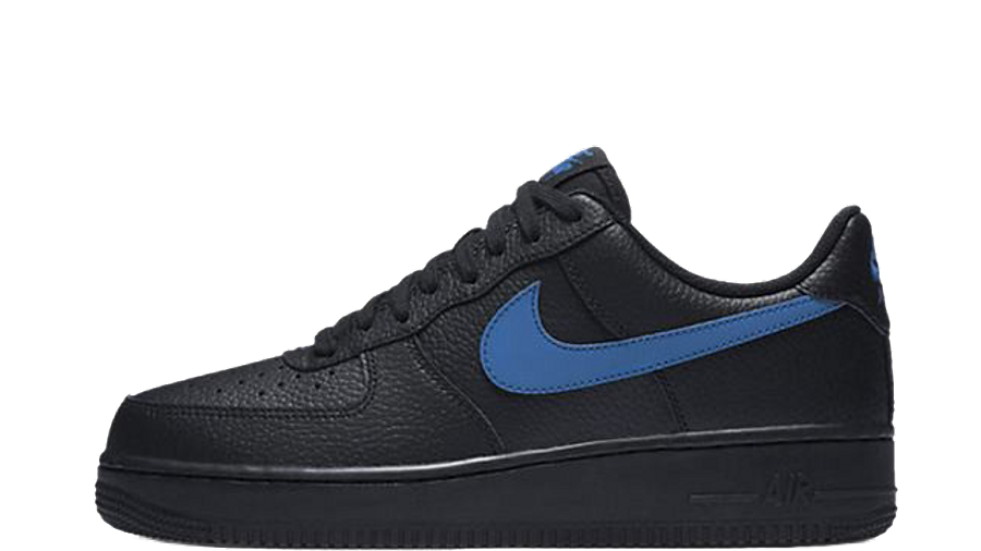 Nike Air Force 1 Black With Blue Swoosh PNG File