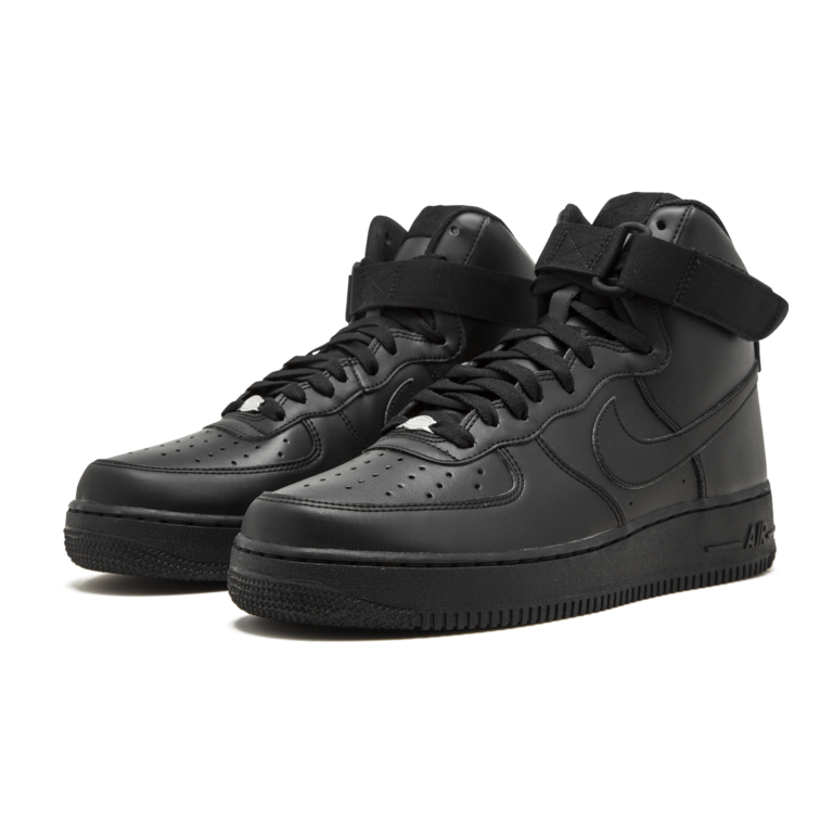 Nike Air Force 1 High Triple Black Pair Strap PNG Image With Transparency