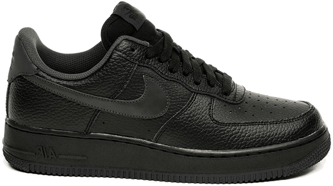 Nike Air Force 1 Low Black Tumbled Leather Side PNG