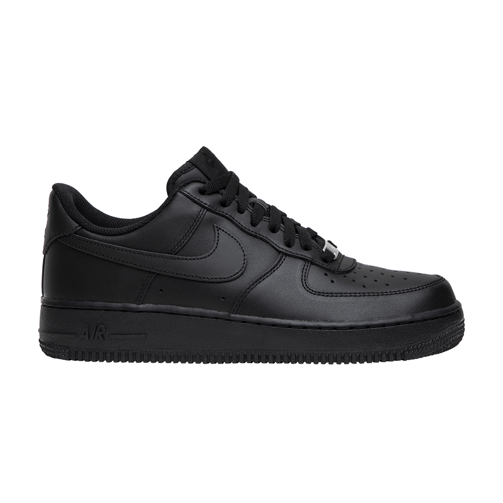 Nike Air Force 1 Low Triple Black Side View PNG