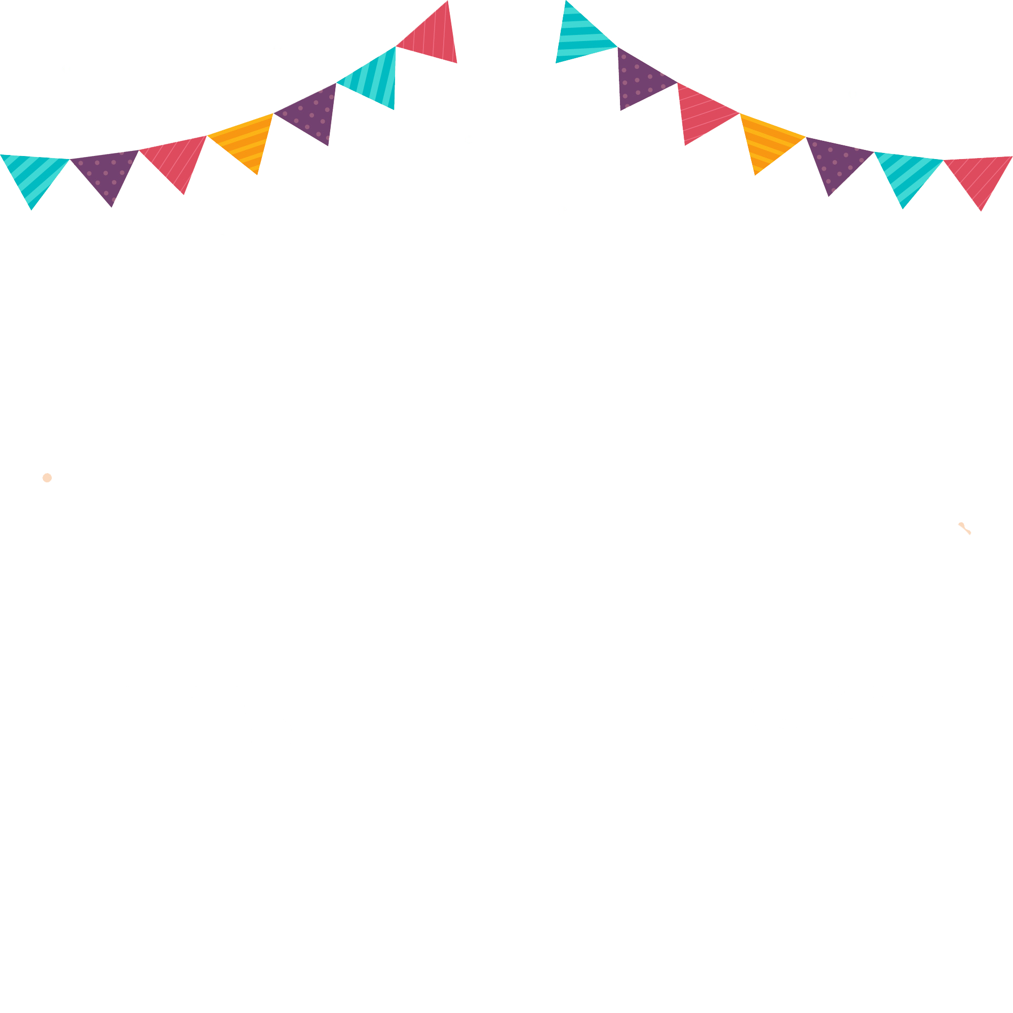Party Bunting Flags Top Corners Garland PNG