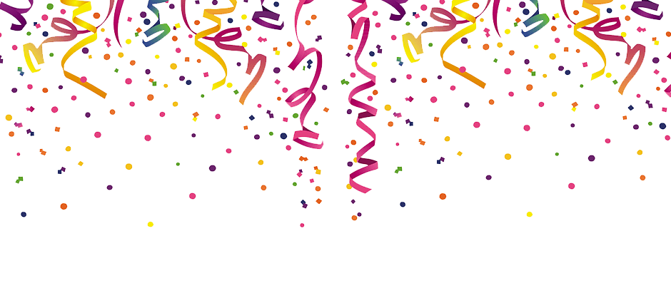 Party Streamers And Confetti Hanging Overlay PNG