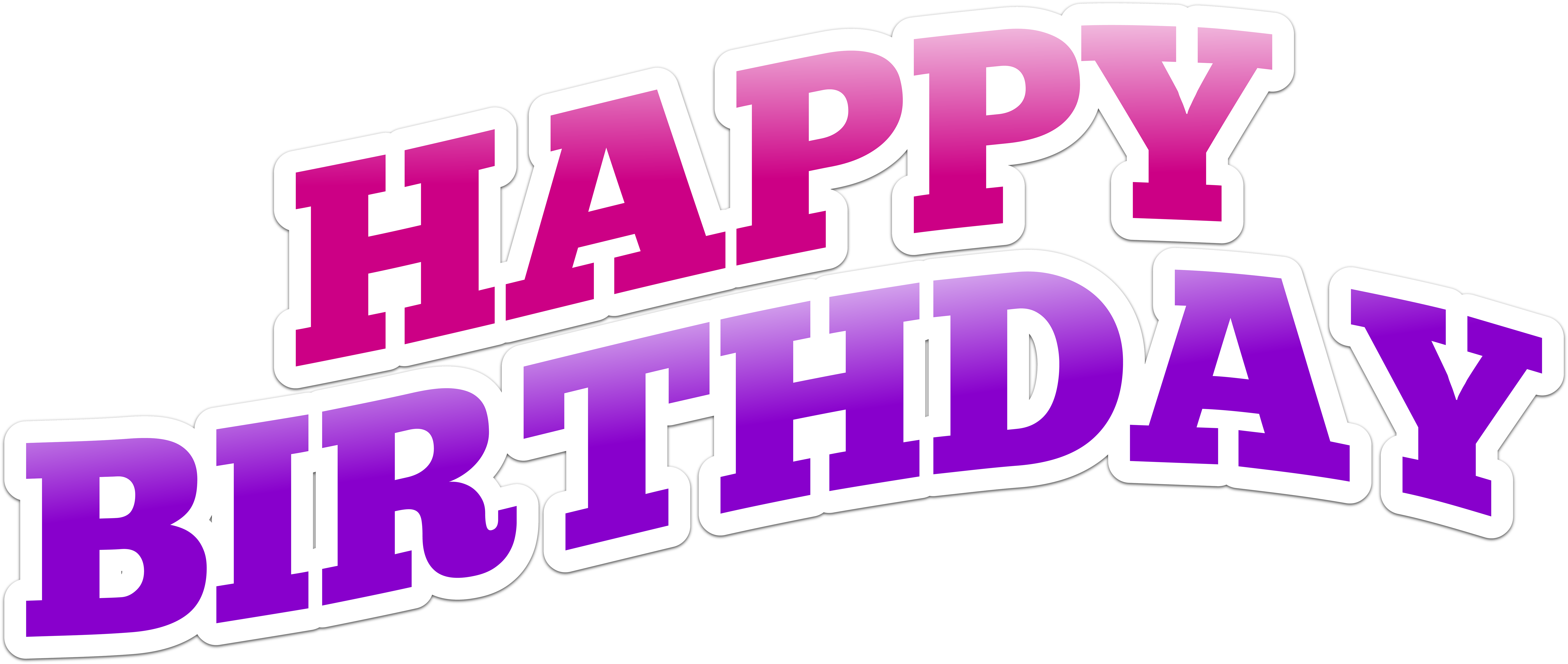 Pink And Purple Happy Birthday Bold Text 8K PNG