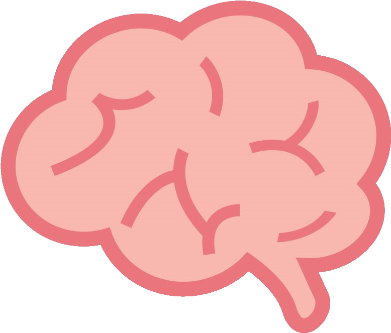 Pink Cartoon Brain Flat Icon Side View PNG Overlay