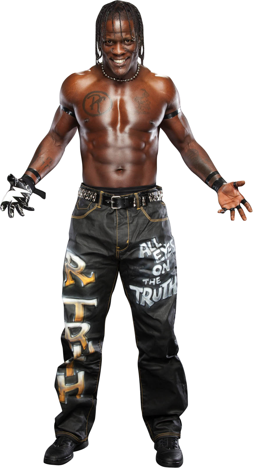 Shirtless Wrestler in Black Airbrushed Pants