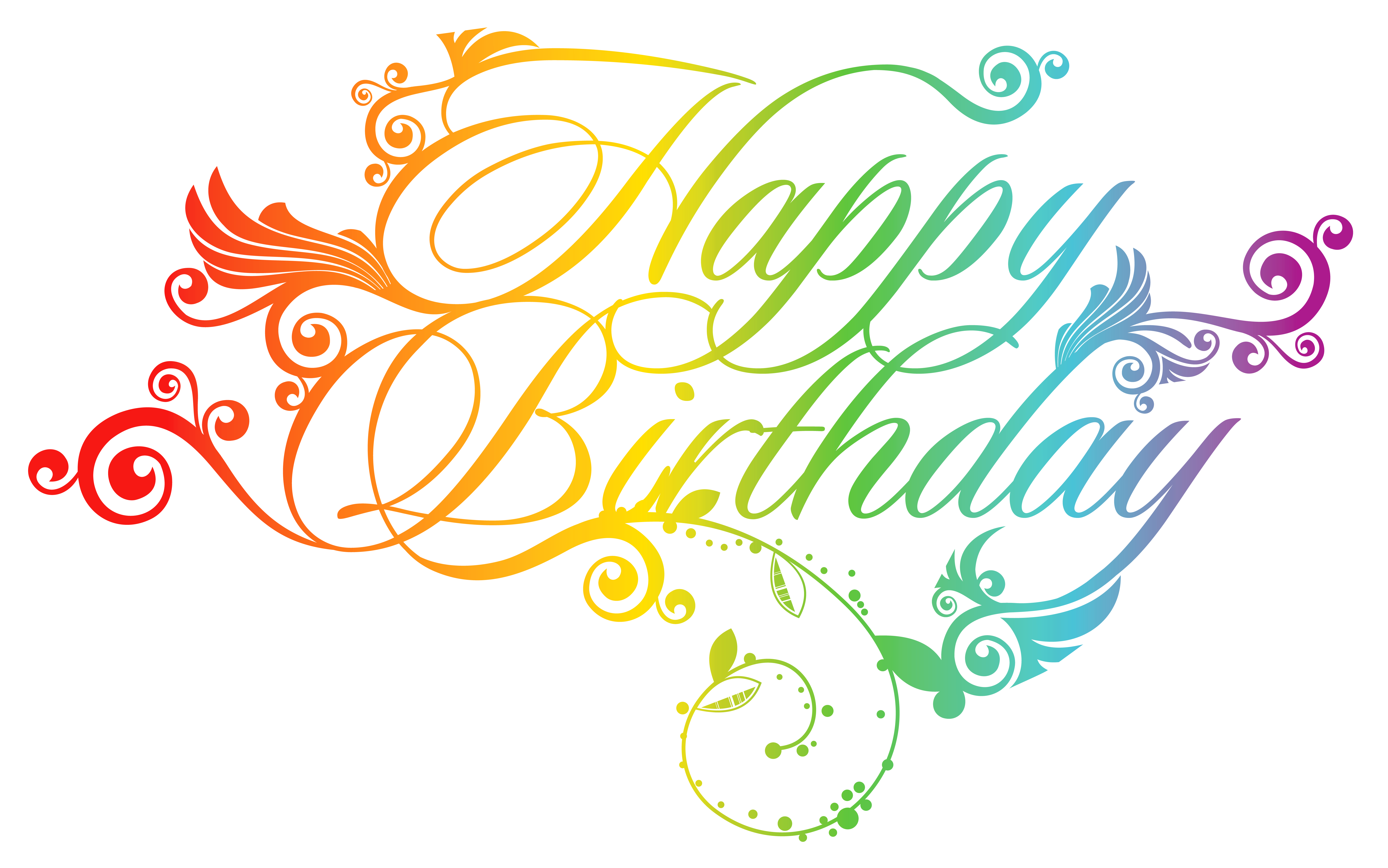 Rainbow Swirl Happy Birthday Ornate Script 6K PNG