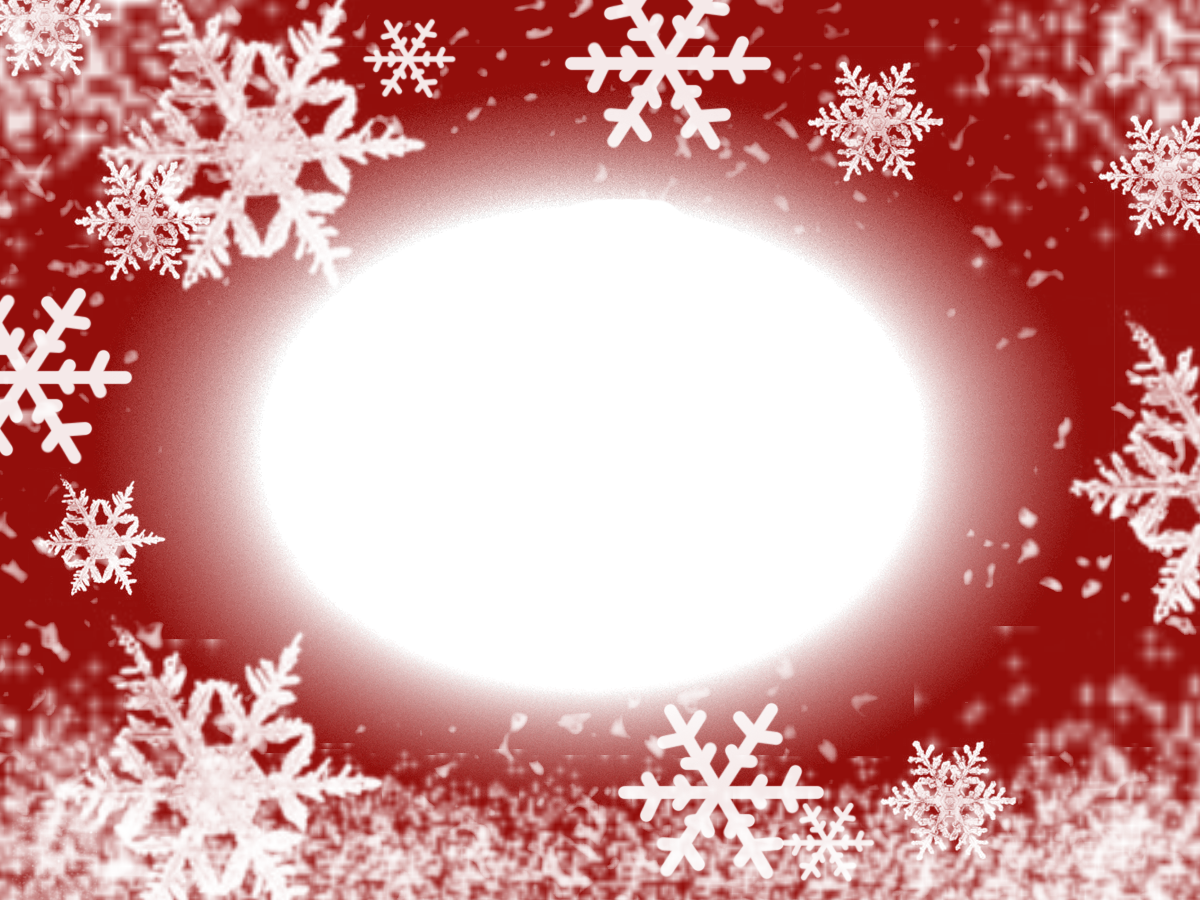 Red Christmas Frame With White Snowflakes Oval Window PNG Image With Transparency