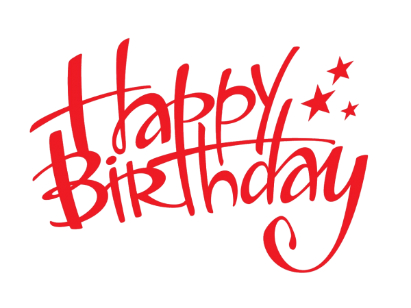 Red Happy Birthday Calligraphy Text With Stars PNG Picture