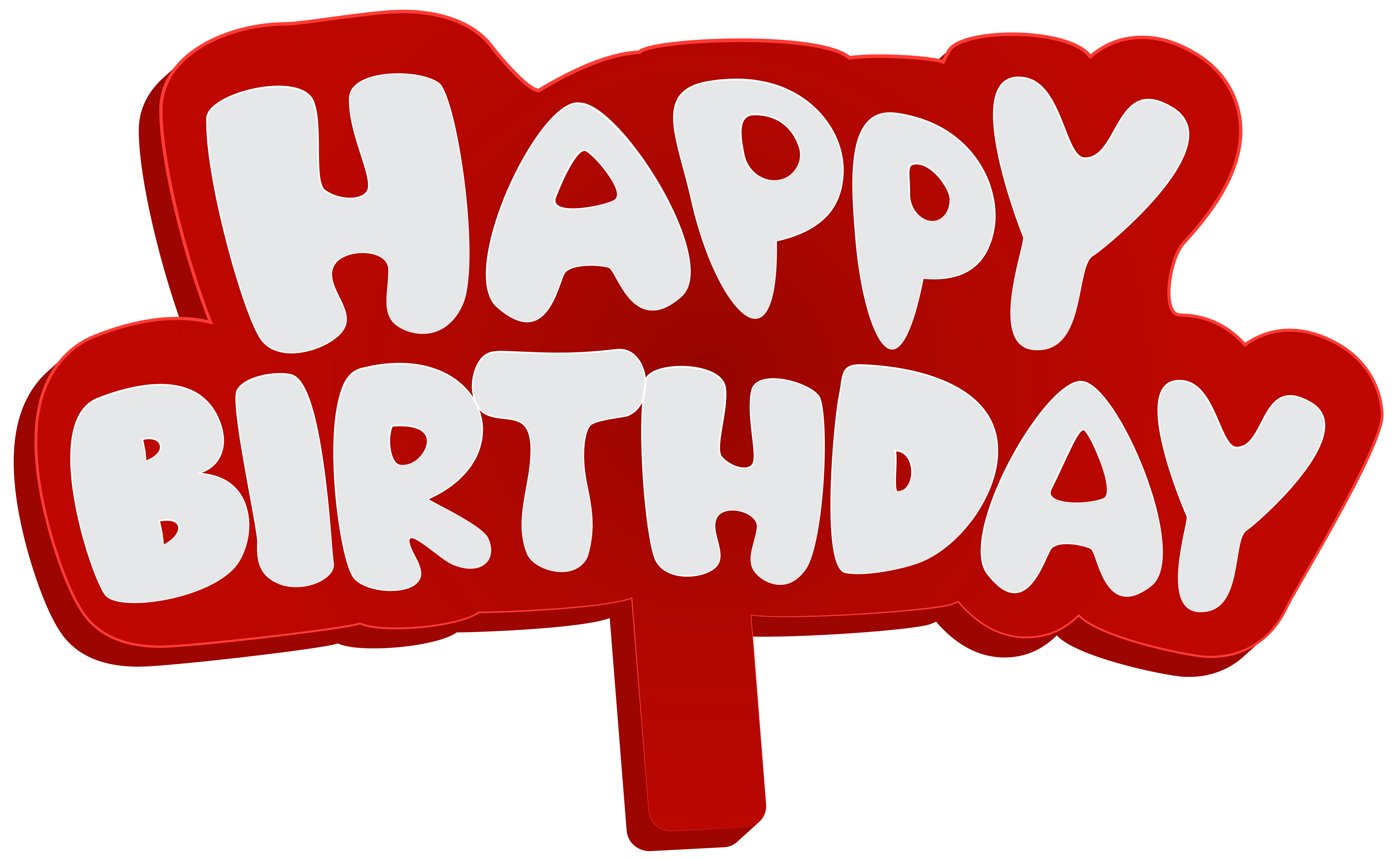 Red Happy Birthday Sign Topper Bold Text 8K PNG
