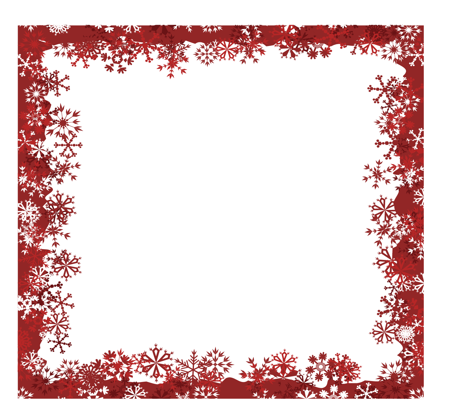 Red Snowflake Border Christmas Winter Frame PNG