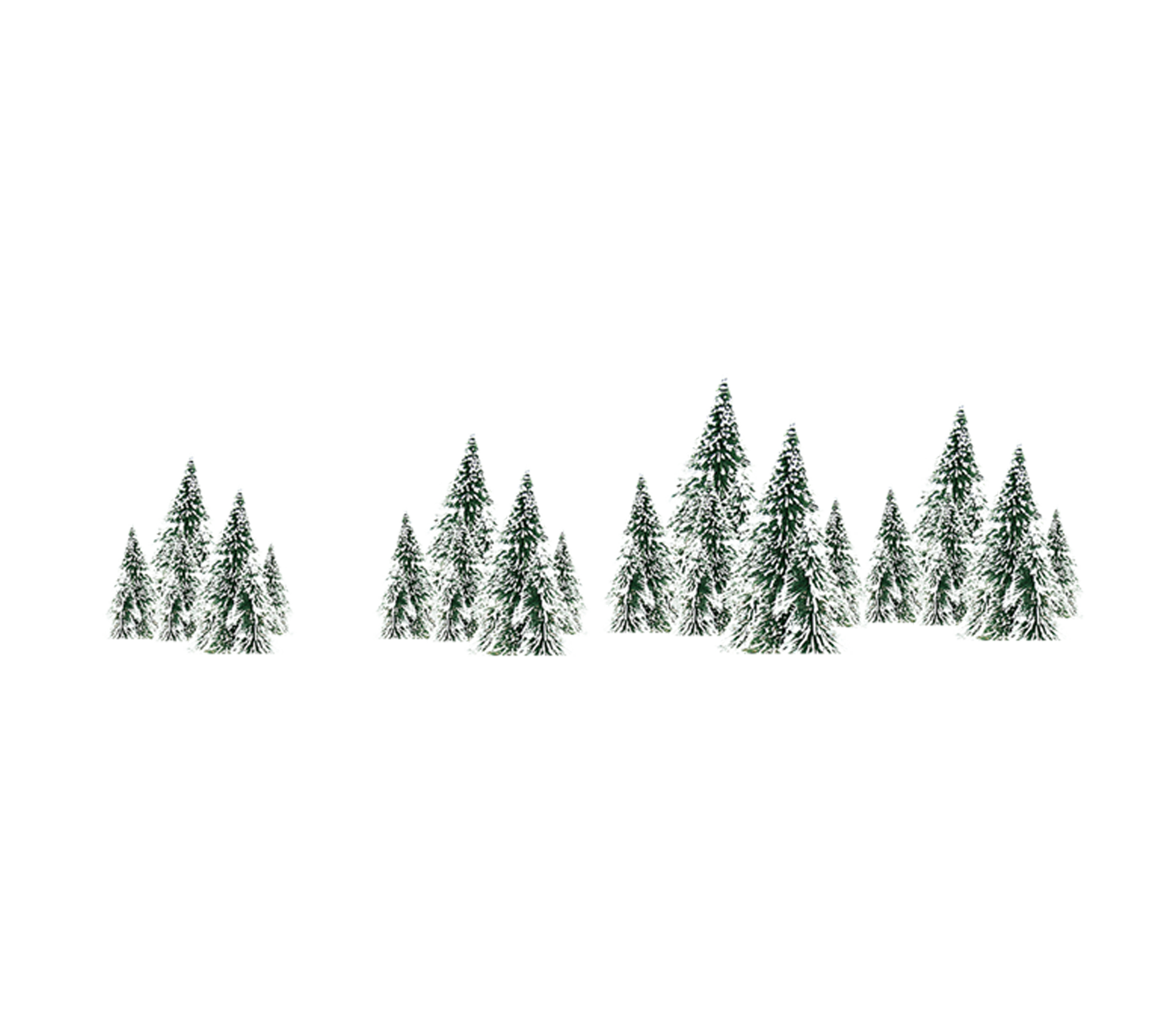 Row Of Small Snowy Pine Trees Winter Forest PNG