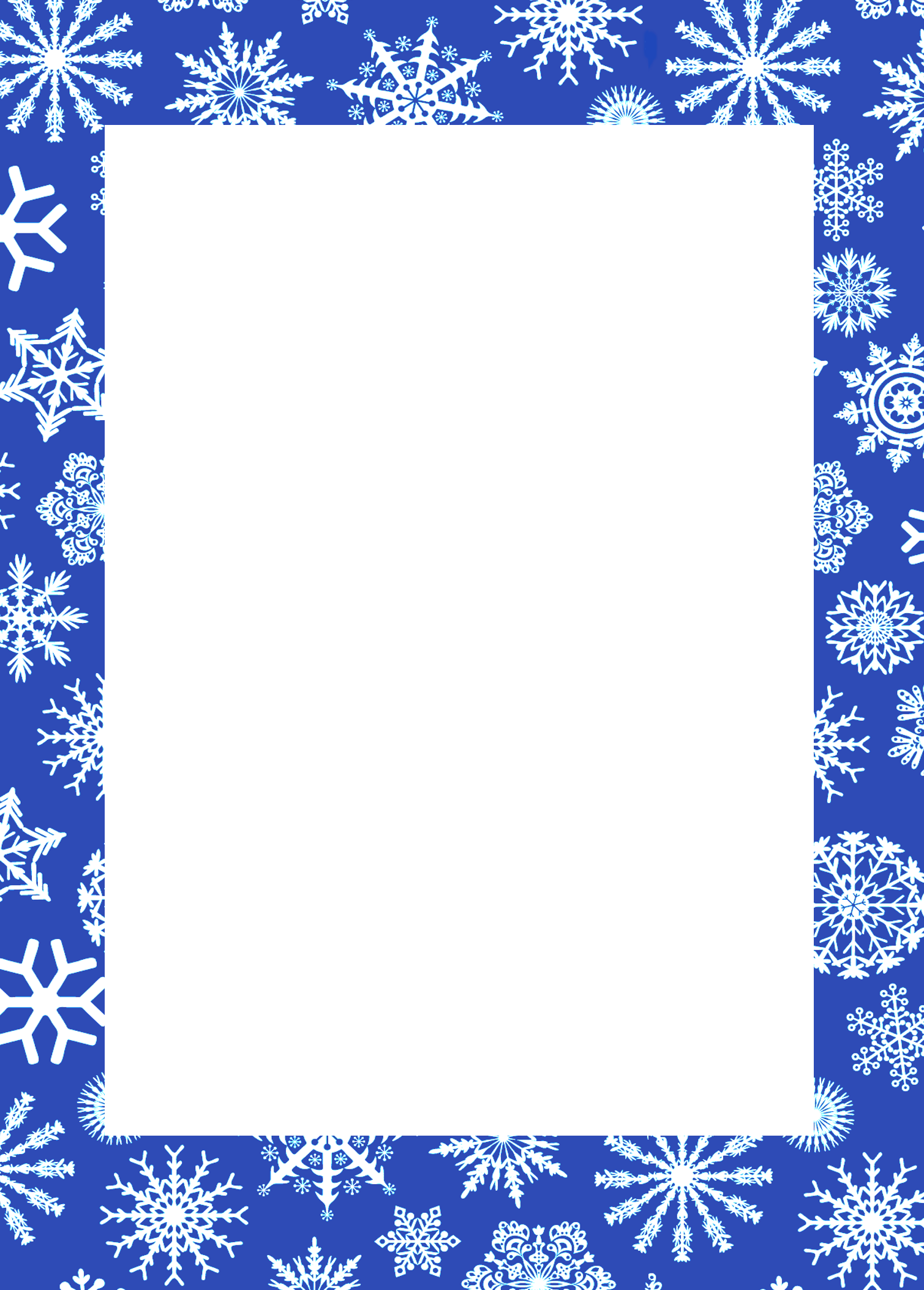 Royal Blue Snowflake Pattern Border Frame Vertical PNG Clipart