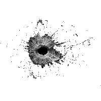 Bullet Hole Impact with Cracked Glass Spray