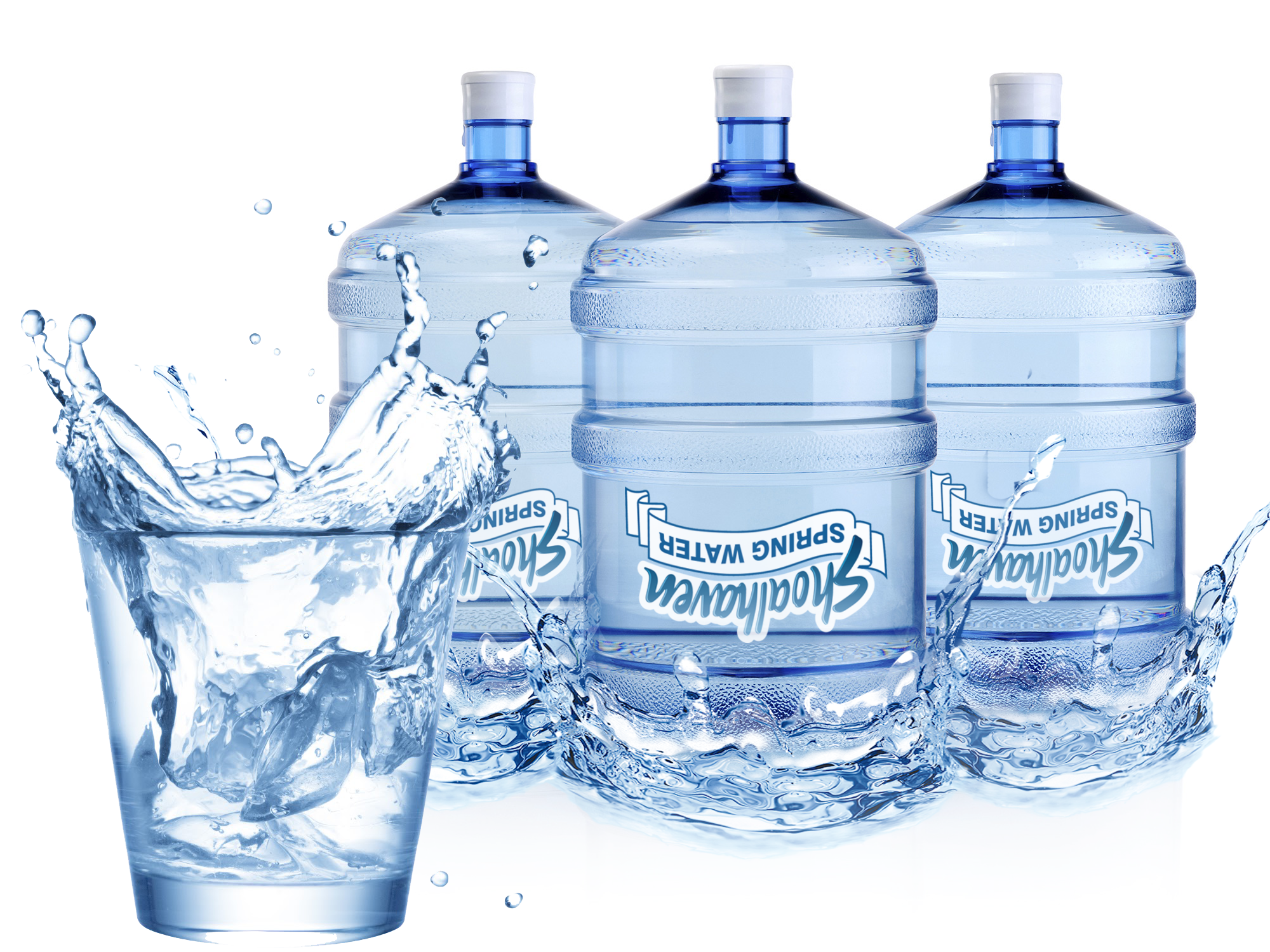 Shoalhaven Water Jugs With Splashing Glass Of Water PNG File