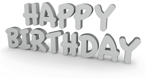 Silver 3D Happy Birthday Letters Text PNG