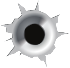 Silver Metal Bullet Hole with Jagged Edges