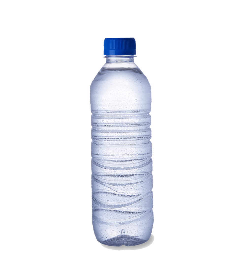 Small Clear Plastic Water Bottle Ribbed Blue Cap PNG Transparent Image
