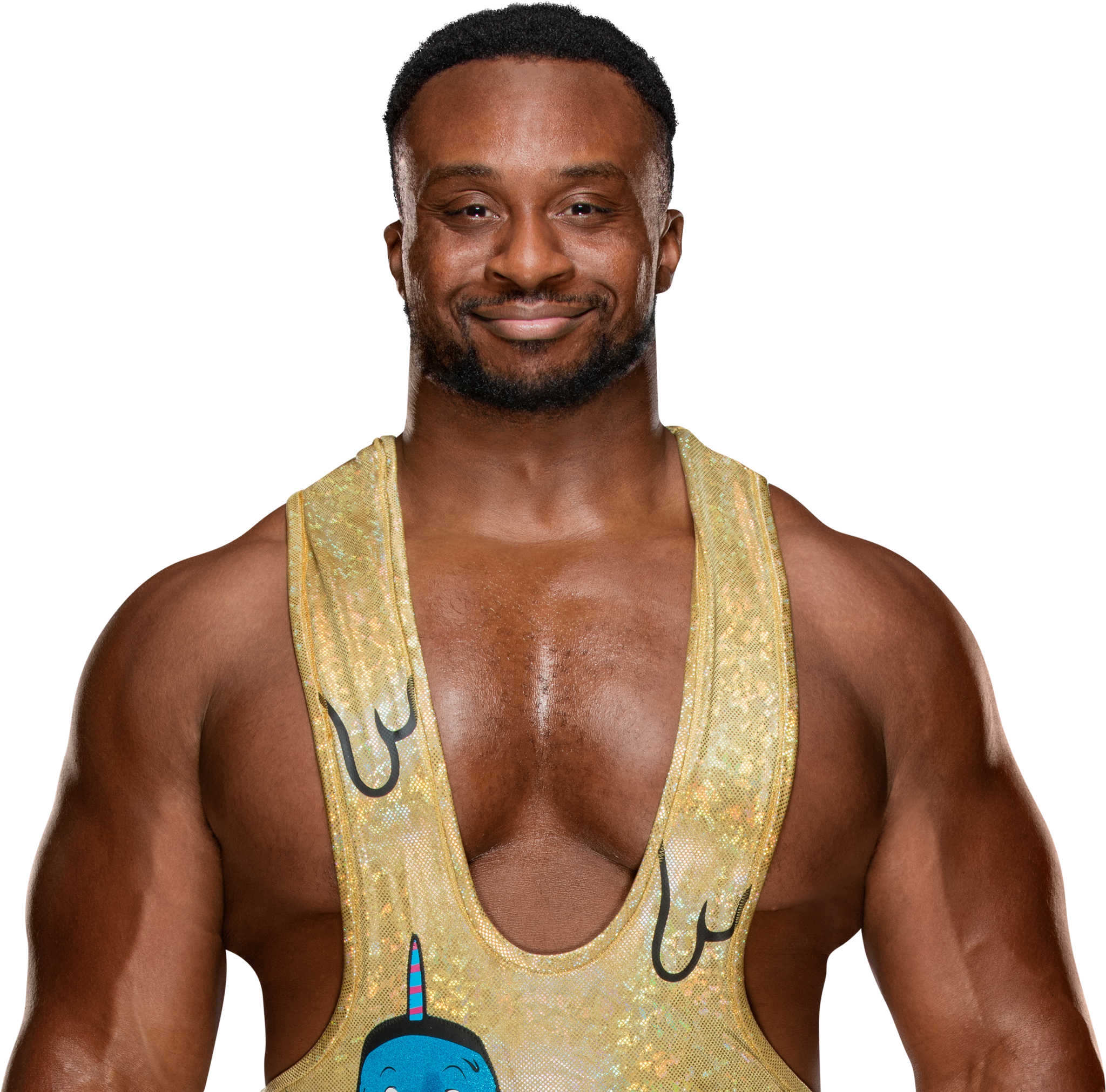 Smiling WWE Superstar In Gold Singlet Ultra HD PNG Picture