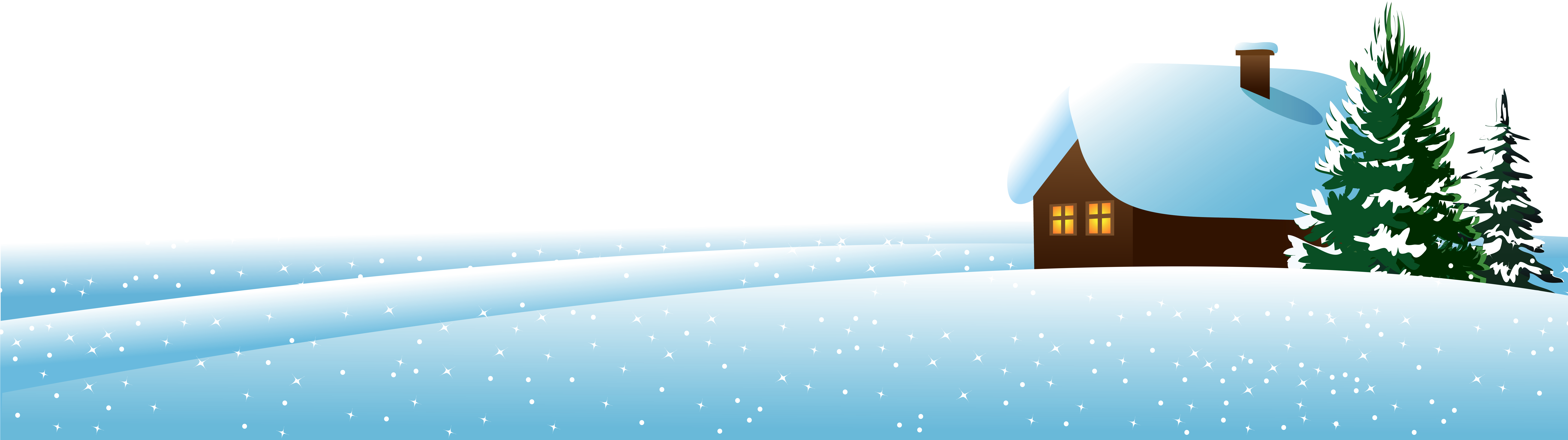 Snowy Ground Strip With Cabin And Pine Tree 8K PNG Overlay