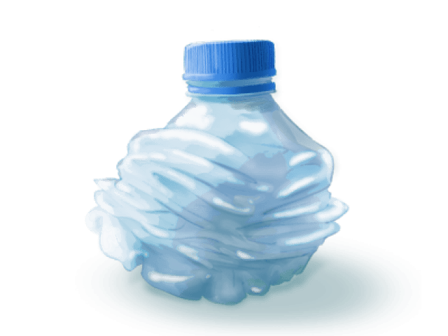 Squashed Plastic Water Bottle With Blue Cap PNG