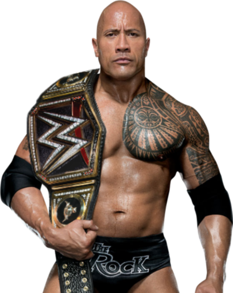 The Rock WWE Wrestler Holding Championship Belt Transparent Background PNG Image