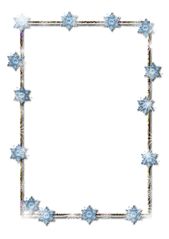 Twig Frame With Blue Snowflake Ornaments Winter Border PNG Transparent Image