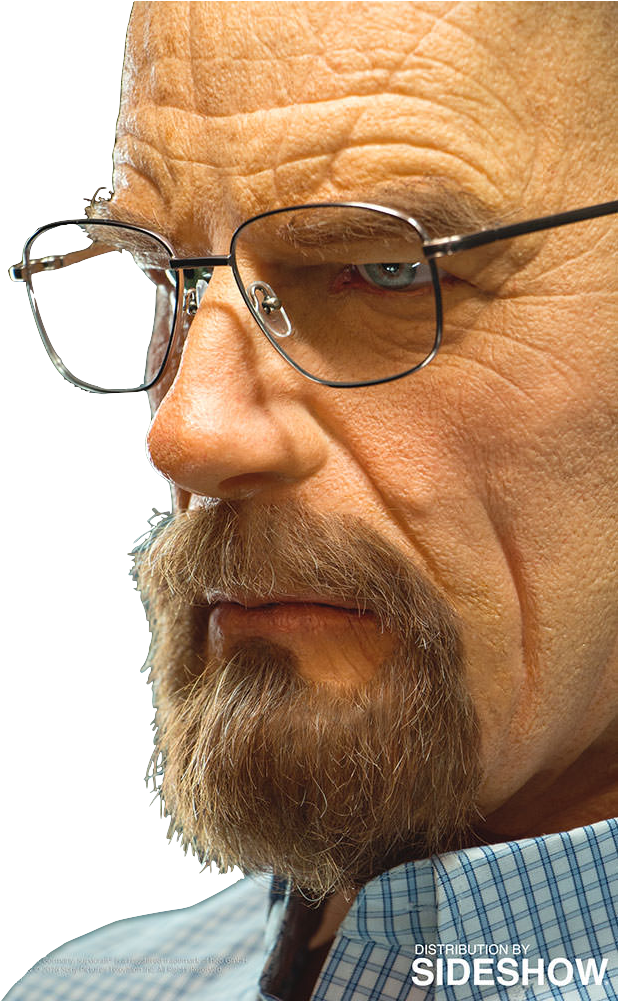 Realistic Bald Man Figure with Wire Glasses