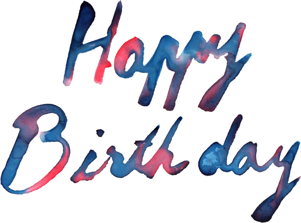 Watercolor Galaxy Happy Birthday Brush Script Text PNG
