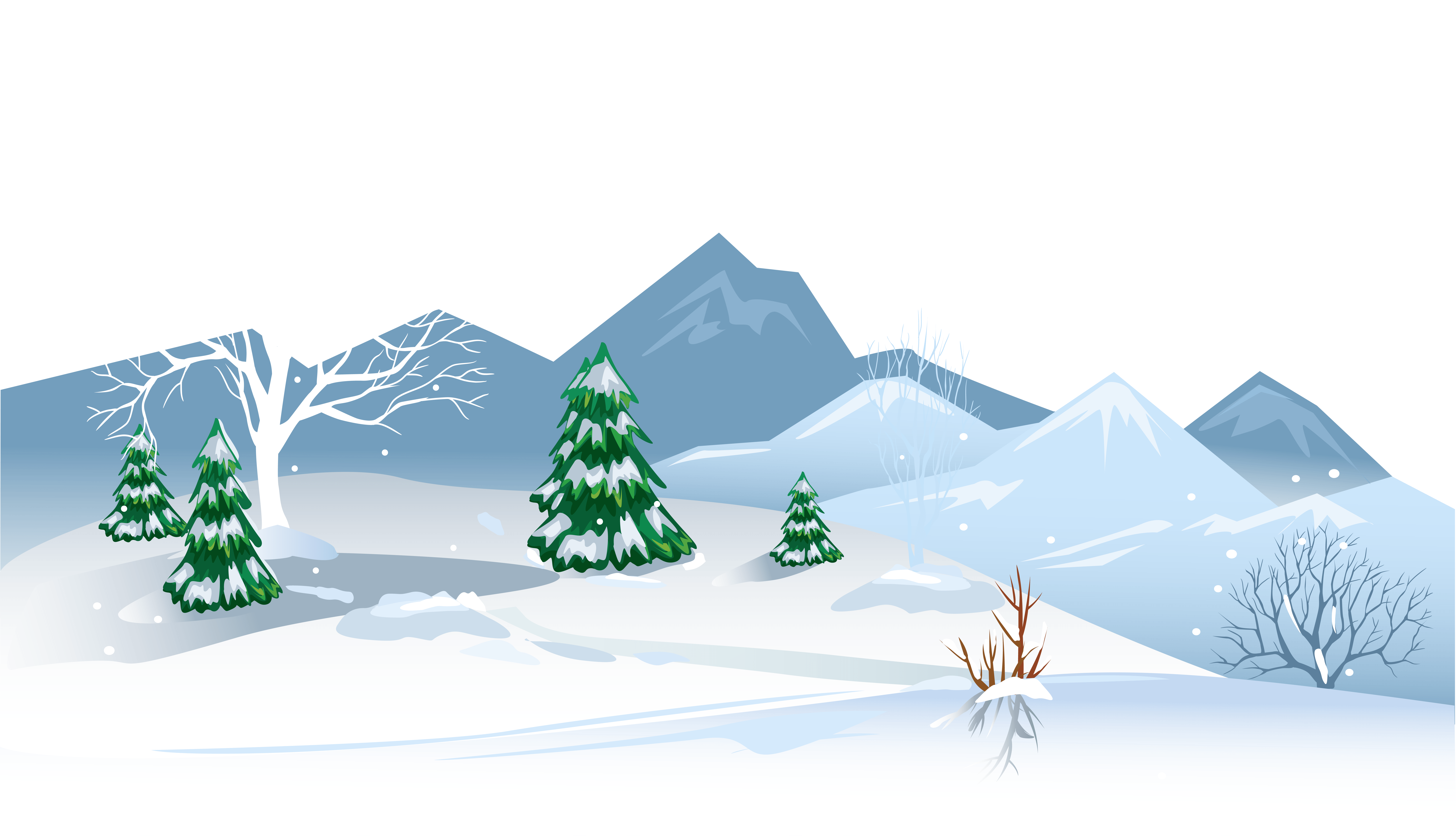 Watercolor Winter Landscape Snowy Hills And Pines 8K PNG