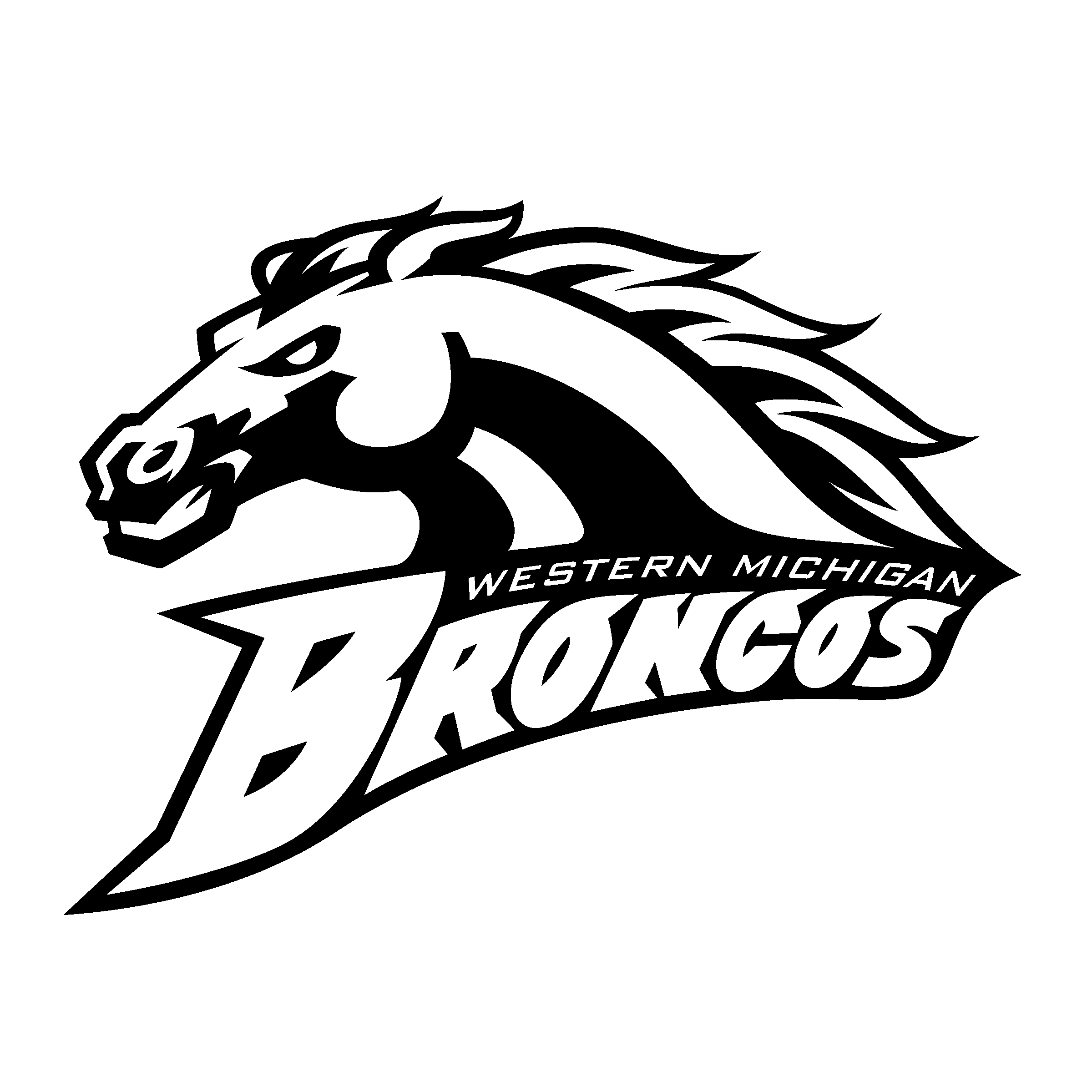 Black Bronco Horse Head Mascot Logo