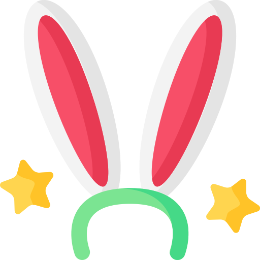 White Bunny Ears Green Headband With Gold Stars PNG Free Download