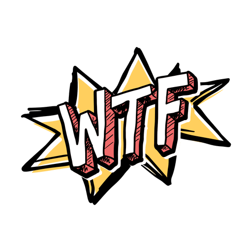 WTF 3D Comic Text On Star Burst PNG