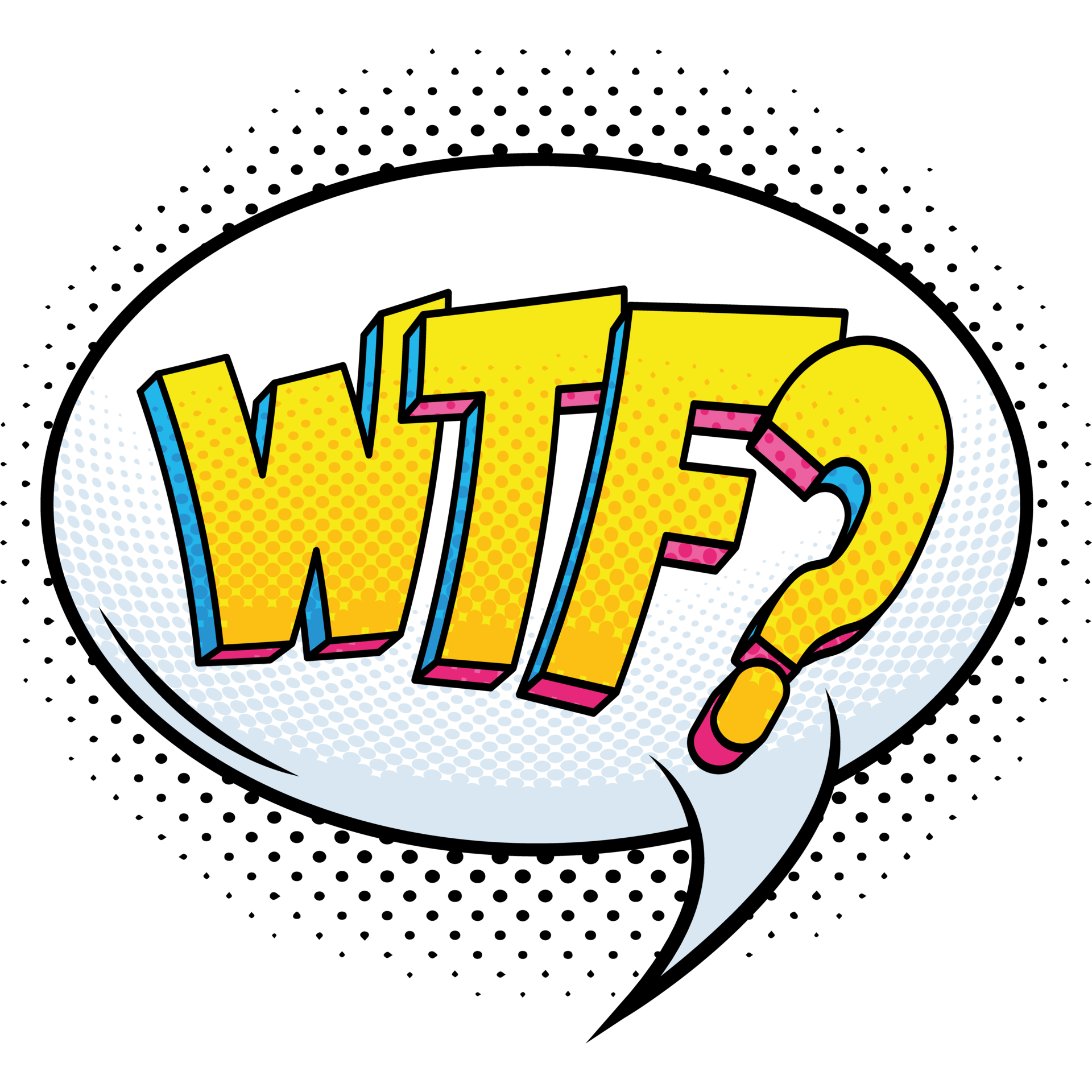 WTF Comic Speech Bubble Halftone Pop Art Ultra HD PNG Graphic