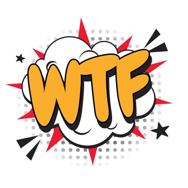 WTF Orange Comic Cloud Explosion Sticker PNG