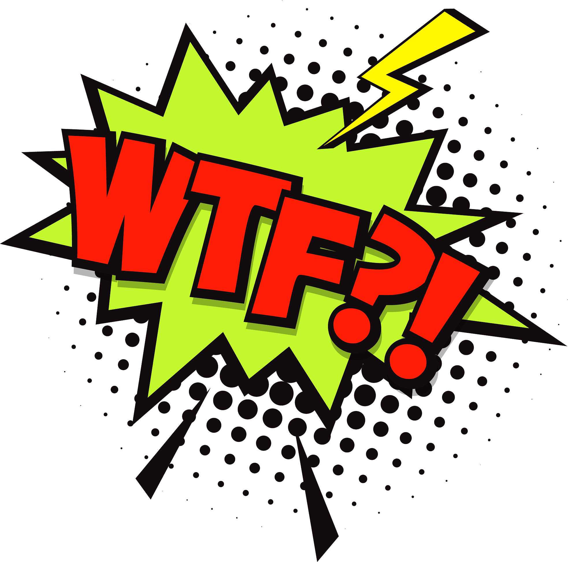 WTF Red Green Comic Explosion With Lightning Ultra HD PNG Transparent Image