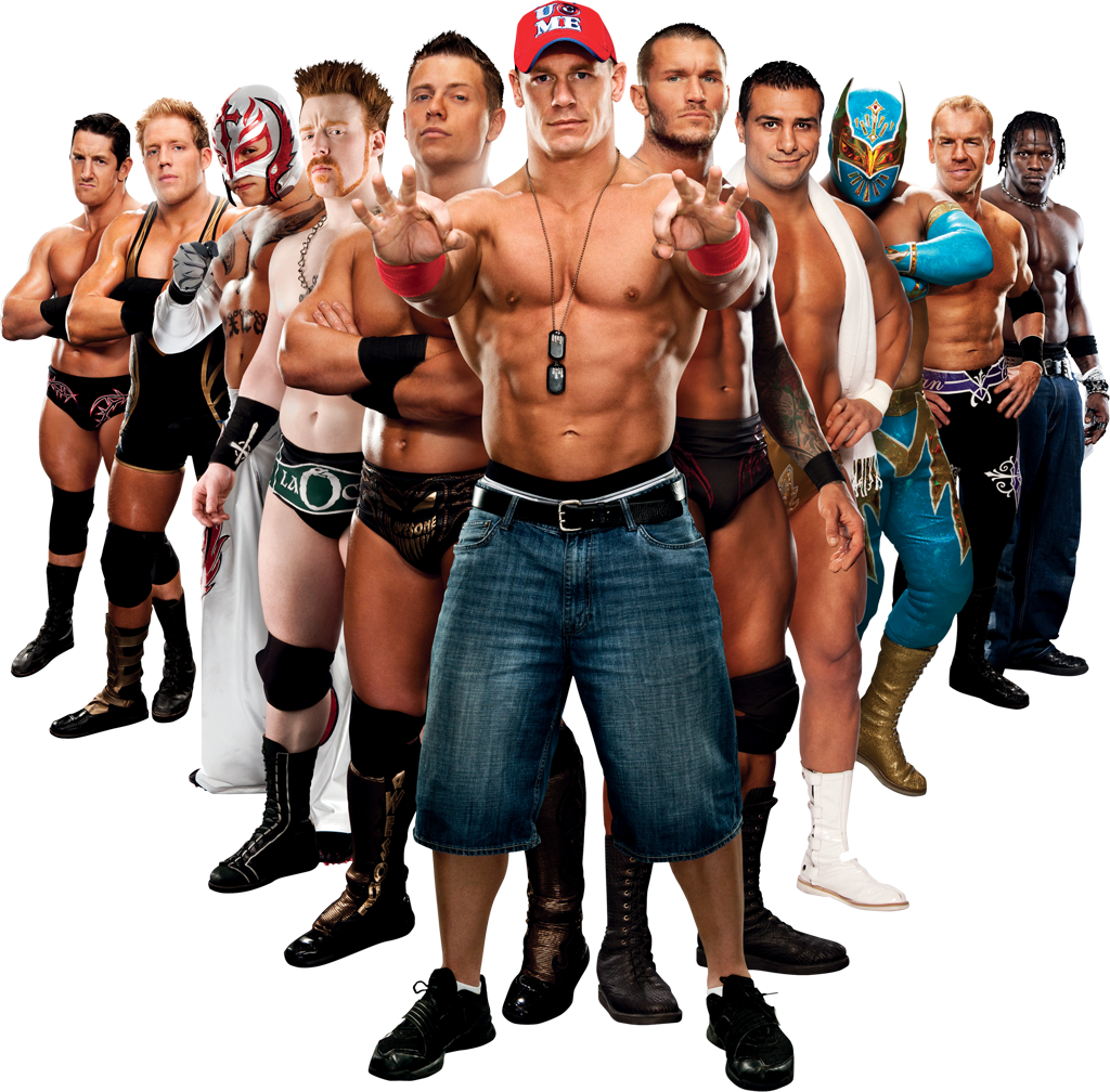 WWE Superstars Group Roster Lineup Full Body PNG Image With Transparency