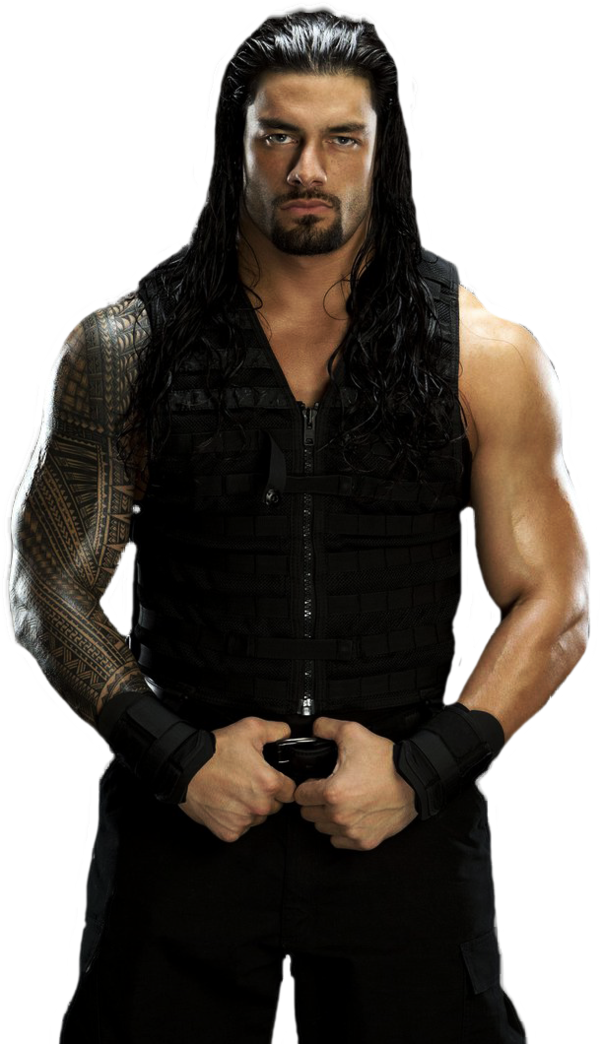 WWE Wrestler In Black Tactical Vest Long Hair PNG Sticker