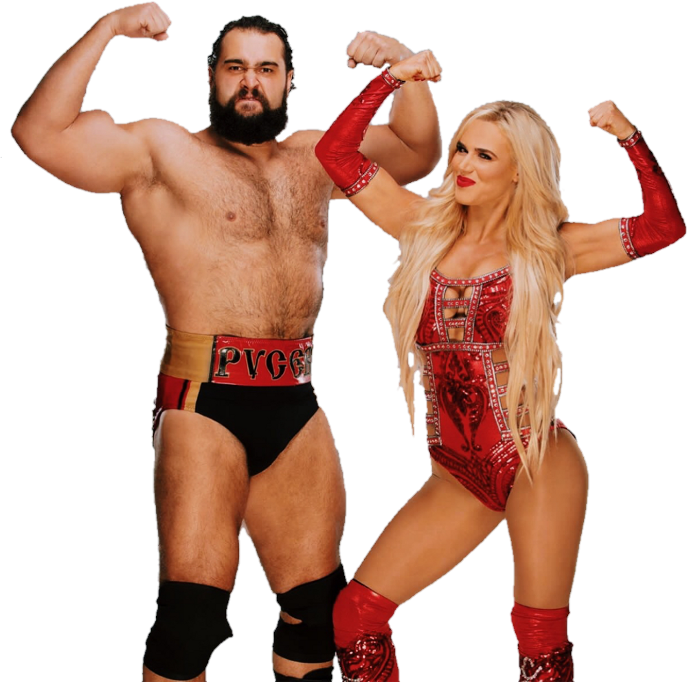WWE Wrestling Duo Flexing Muscles Man And Woman PNG