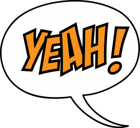 Yeah Comic Speech Bubble Orange Pop Art Text PNG Picture