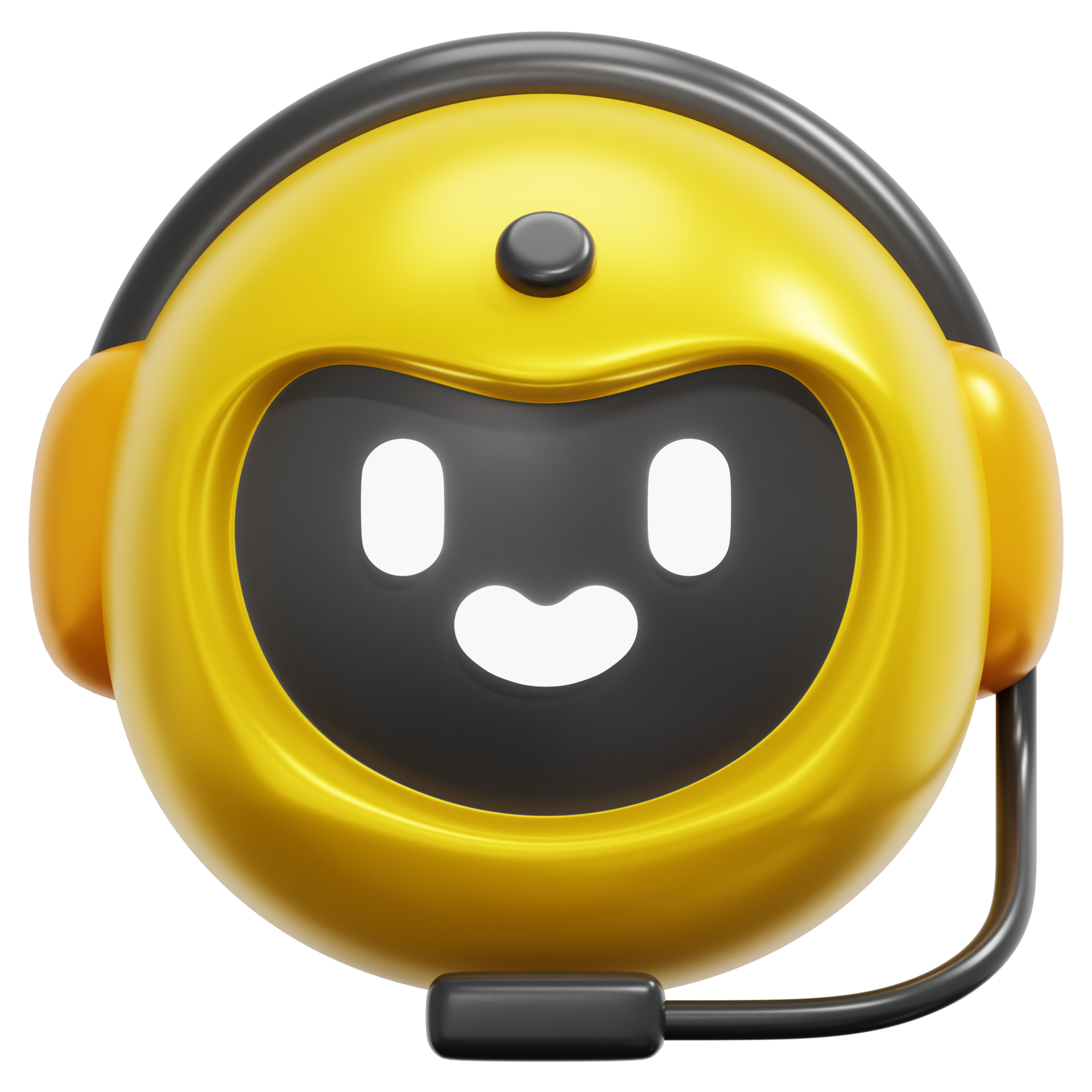 Yellow 3D Support Bot With Headset Customer Service PNG