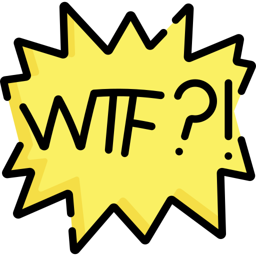 Yellow Star Burst With WTF Question Exclamation Doodle PNG Image With Transparency